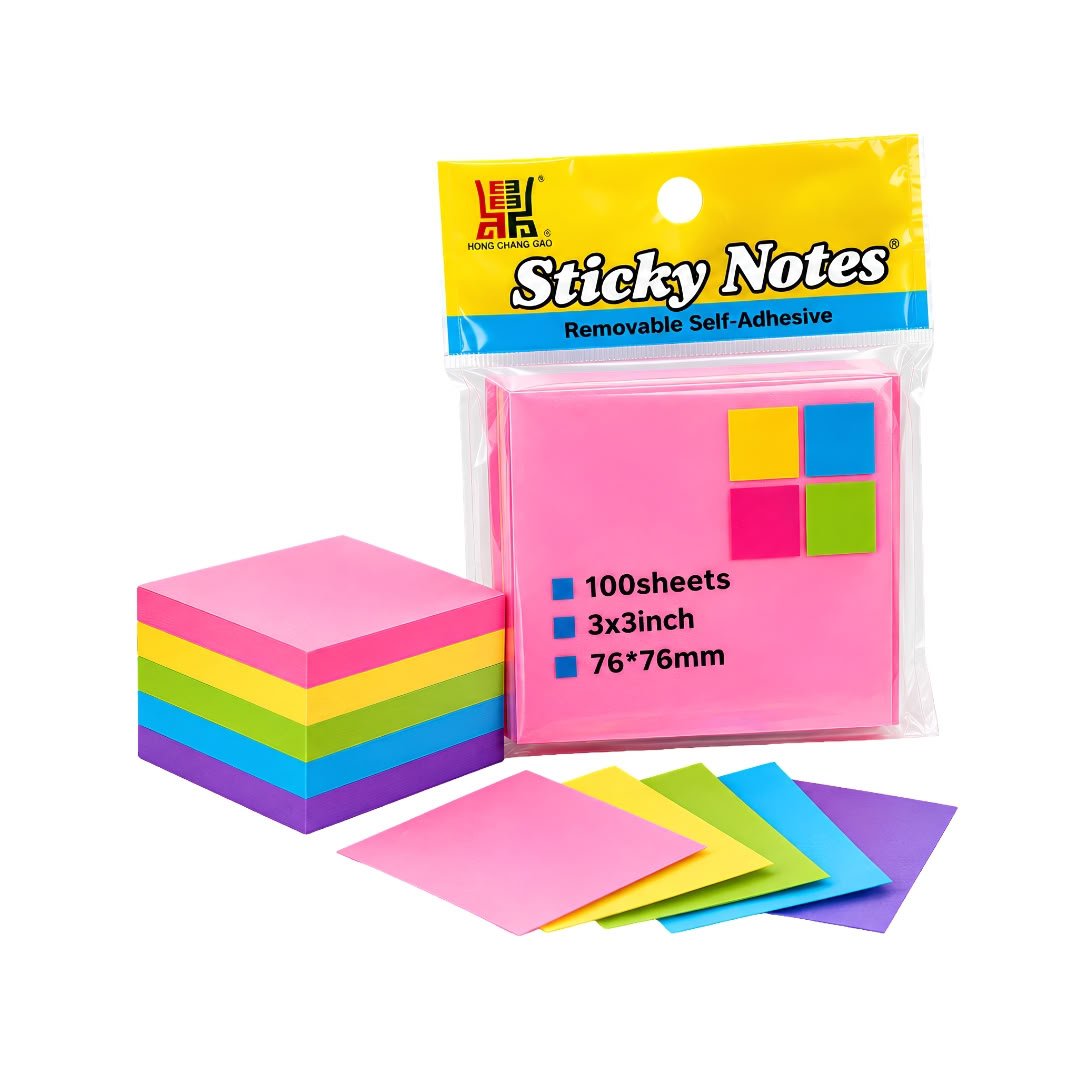 Sticky Notes 3x3 Inch – Multi Colour Self-Adhesive Memo Pad (100 Sheets Pack)