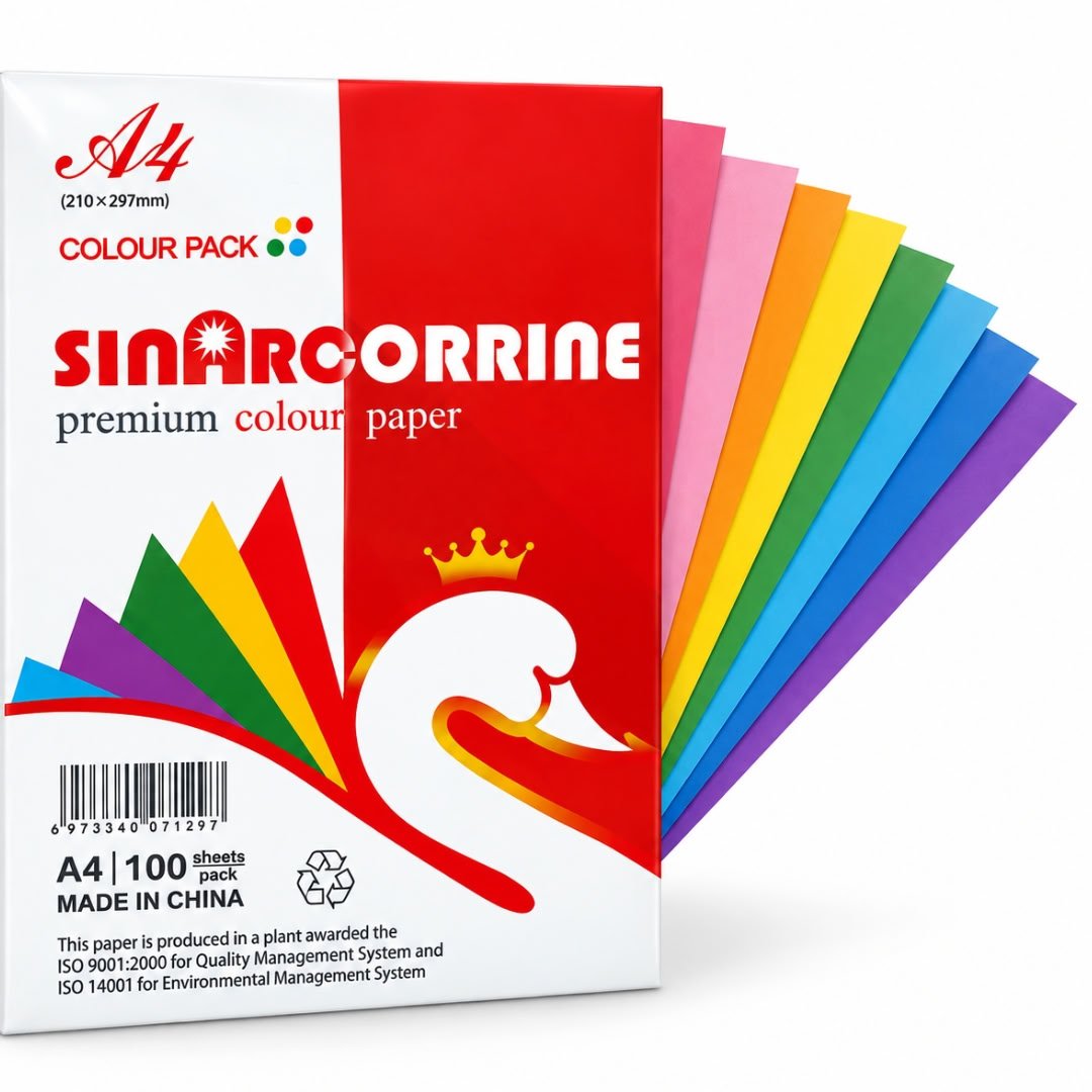 Sinarcorrine A4 Colour Paper – Premium Multi Colour Sheets (100 Sheets Pack)